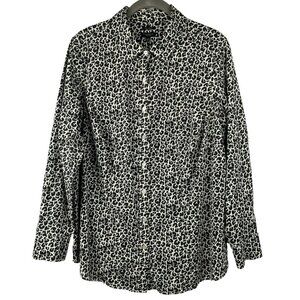 Talbots Plus‎ Women's Top 16W P Leopard Shirt Blouse Button Down Long Sleeves